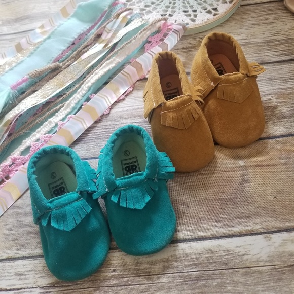 Romirus Other - ⬇️⬇️$35 UNISEX Brown Teal Moccasin Shoe 3 12-18 mo